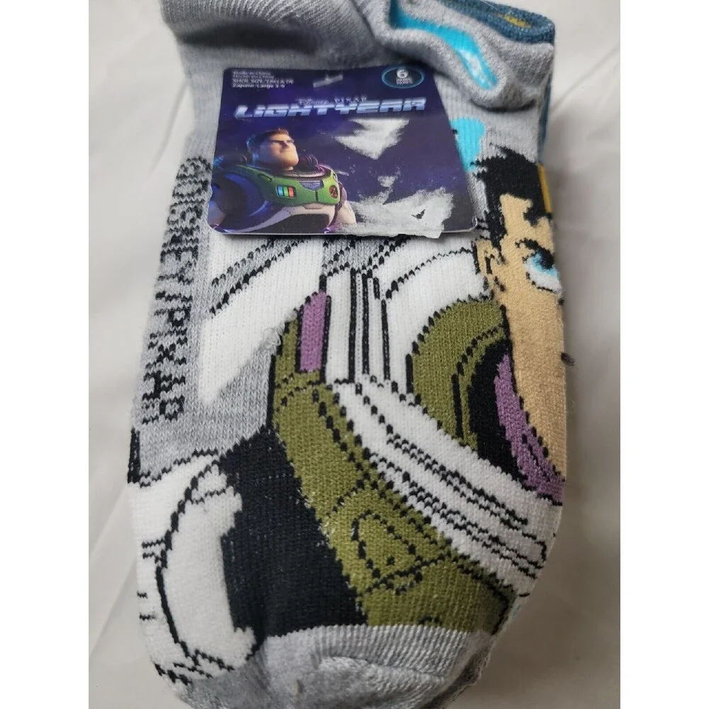 New 6 Pack Disney Pixar Buzz Lightyear Sock Sz 3-9 Men Or Women Adult Socks